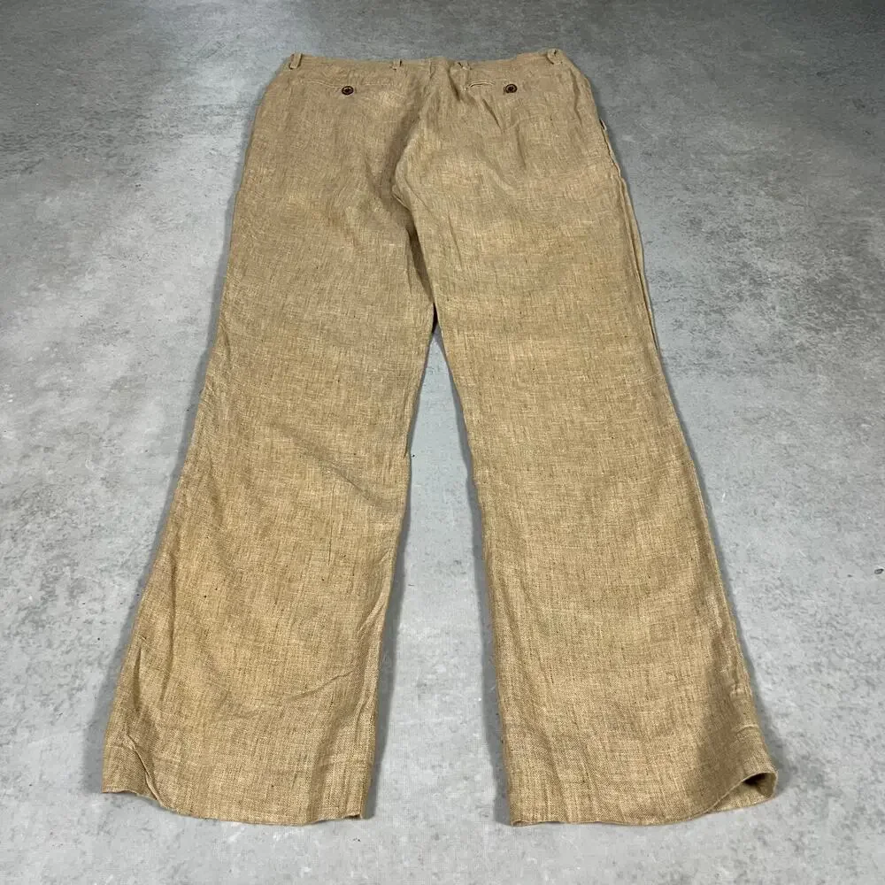 Linen Murano Baird McNutt Men's Brown Pants Classic Fit Size 33x30